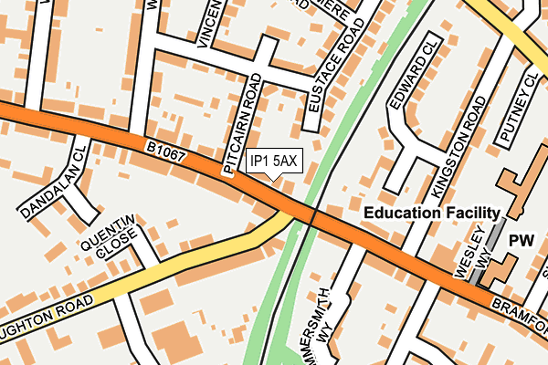 IP1 5AX map - OS OpenMap – Local (Ordnance Survey)