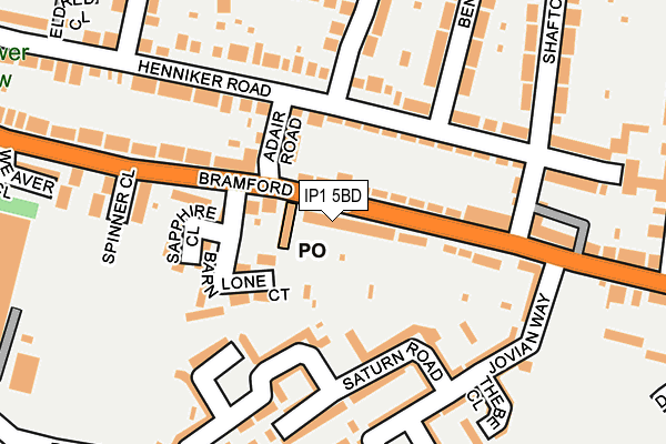 IP1 5BD map - OS OpenMap – Local (Ordnance Survey)
