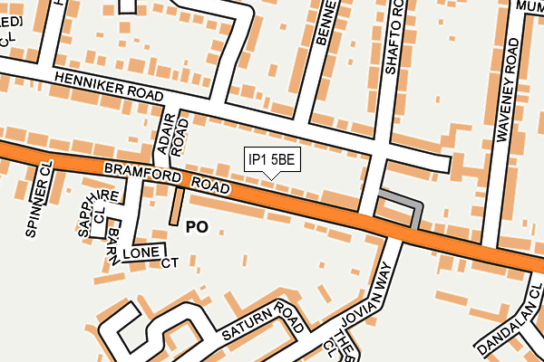 IP1 5BE map - OS OpenMap – Local (Ordnance Survey)