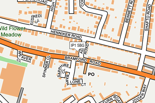 IP1 5BG map - OS OpenMap – Local (Ordnance Survey)