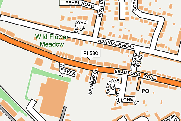 IP1 5BQ map - OS OpenMap – Local (Ordnance Survey)