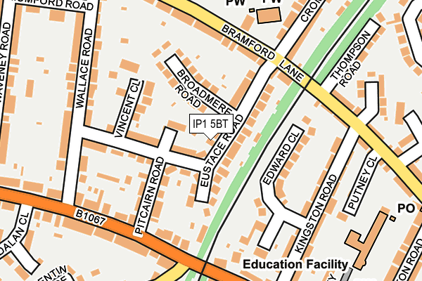 IP1 5BT map - OS OpenMap – Local (Ordnance Survey)