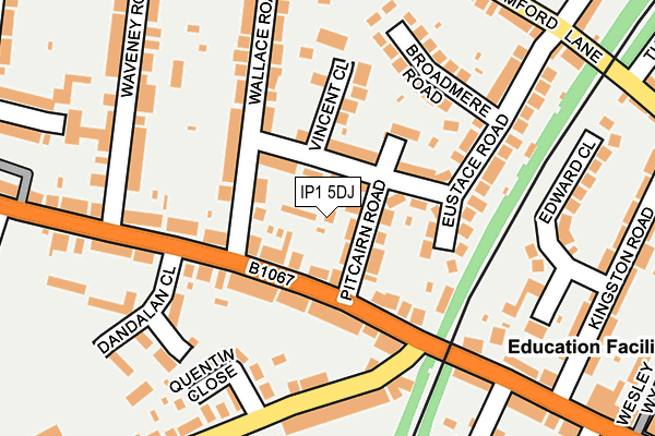 IP1 5DJ map - OS OpenMap – Local (Ordnance Survey)