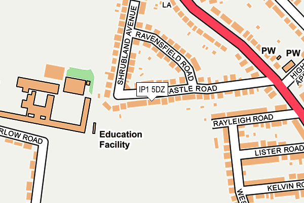 IP1 5DZ map - OS OpenMap – Local (Ordnance Survey)