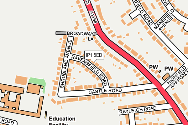 IP1 5ED map - OS OpenMap – Local (Ordnance Survey)