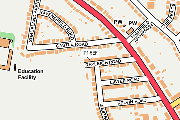 IP1 5EF map - OS OpenMap – Local (Ordnance Survey)