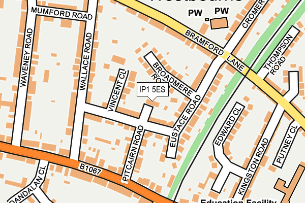 IP1 5ES map - OS OpenMap – Local (Ordnance Survey)
