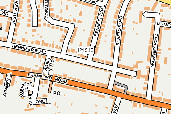 IP1 5HE map - OS OpenMap – Local (Ordnance Survey)