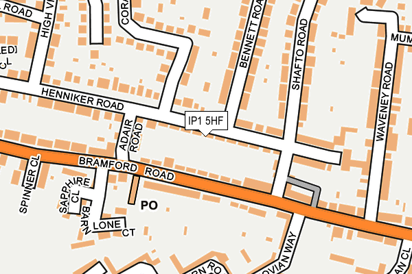 IP1 5HF map - OS OpenMap – Local (Ordnance Survey)