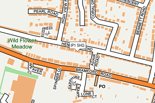 IP1 5HG map - OS OpenMap – Local (Ordnance Survey)