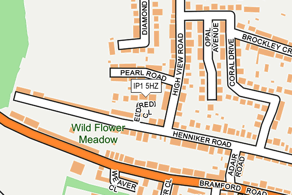 IP1 5HZ map - OS OpenMap – Local (Ordnance Survey)