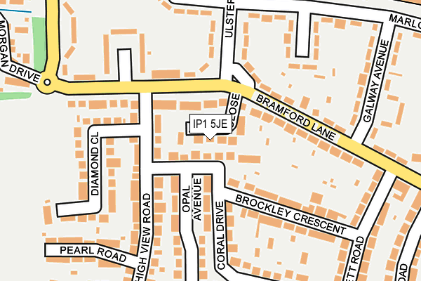 IP1 5JE map - OS OpenMap – Local (Ordnance Survey)