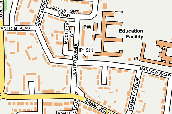 IP1 5JN map - OS OpenMap – Local (Ordnance Survey)