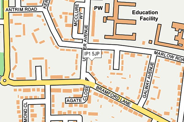 IP1 5JP map - OS OpenMap – Local (Ordnance Survey)