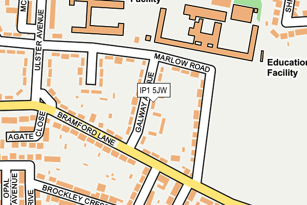 IP1 5JW map - OS OpenMap – Local (Ordnance Survey)