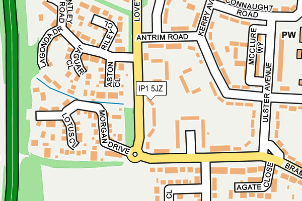IP1 5JZ map - OS OpenMap – Local (Ordnance Survey)