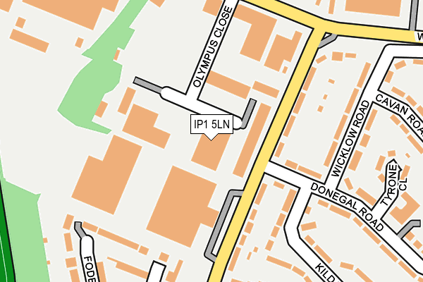 IP1 5LN map - OS OpenMap – Local (Ordnance Survey)