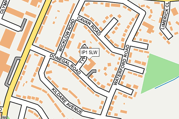 IP1 5LW map - OS OpenMap – Local (Ordnance Survey)