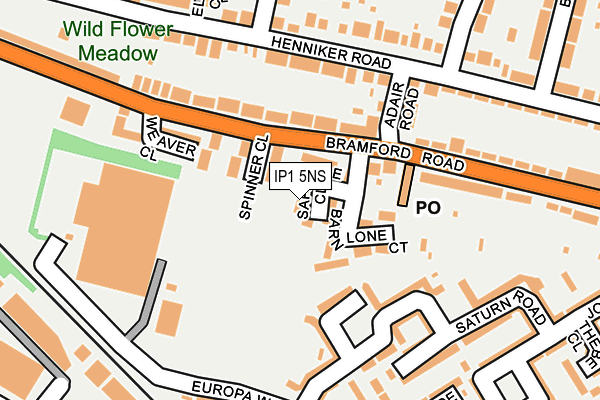 IP1 5NS map - OS OpenMap – Local (Ordnance Survey)