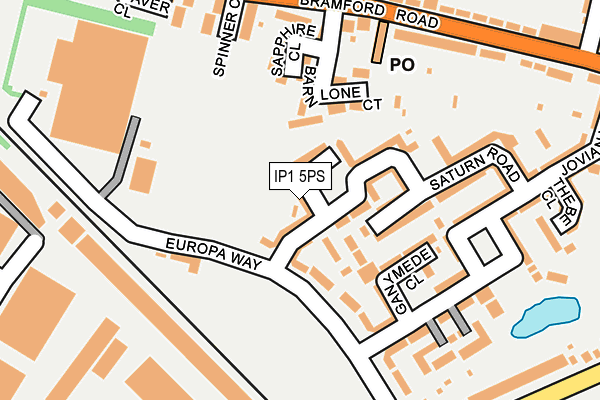 IP1 5PS map - OS OpenMap – Local (Ordnance Survey)