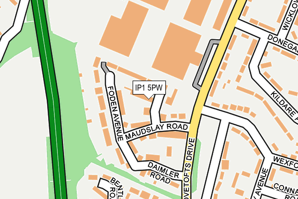 IP1 5PW map - OS OpenMap – Local (Ordnance Survey)