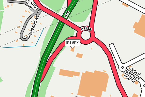 IP1 5PX map - OS OpenMap – Local (Ordnance Survey)