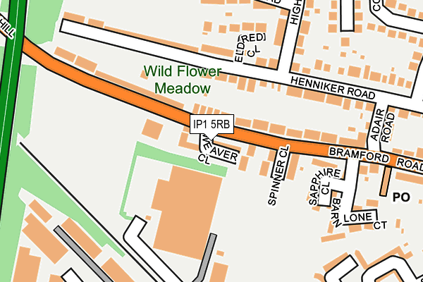 IP1 5RB map - OS OpenMap – Local (Ordnance Survey)