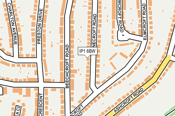 IP1 6BW map - OS OpenMap – Local (Ordnance Survey)