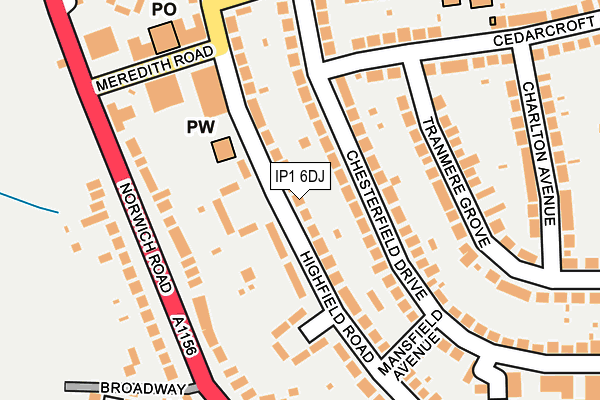 IP1 6DJ map - OS OpenMap – Local (Ordnance Survey)