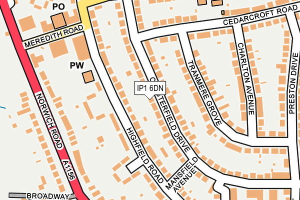 IP1 6DN map - OS OpenMap – Local (Ordnance Survey)