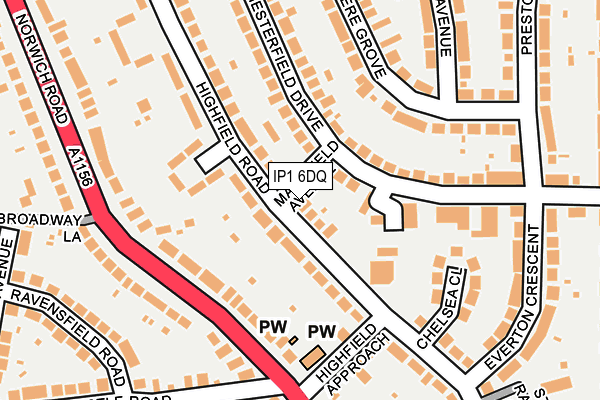 IP1 6DQ map - OS OpenMap – Local (Ordnance Survey)