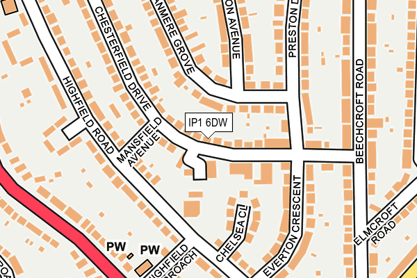 IP1 6DW map - OS OpenMap – Local (Ordnance Survey)
