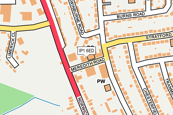 IP1 6ED map - OS OpenMap – Local (Ordnance Survey)