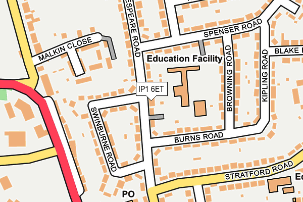 IP1 6ET map - OS OpenMap – Local (Ordnance Survey)