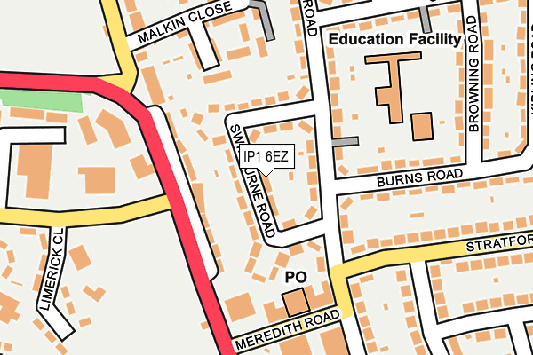 IP1 6EZ map - OS OpenMap – Local (Ordnance Survey)