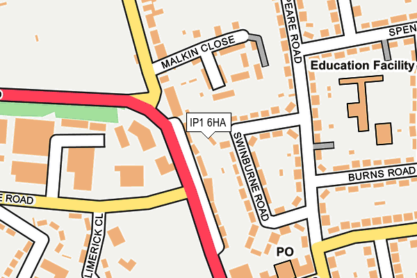 IP1 6HA map - OS OpenMap – Local (Ordnance Survey)