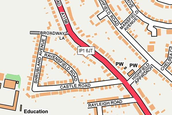 IP1 6JT map - OS OpenMap – Local (Ordnance Survey)