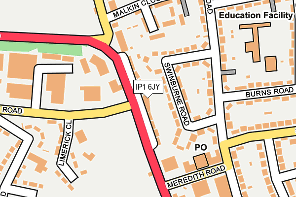 IP1 6JY map - OS OpenMap – Local (Ordnance Survey)