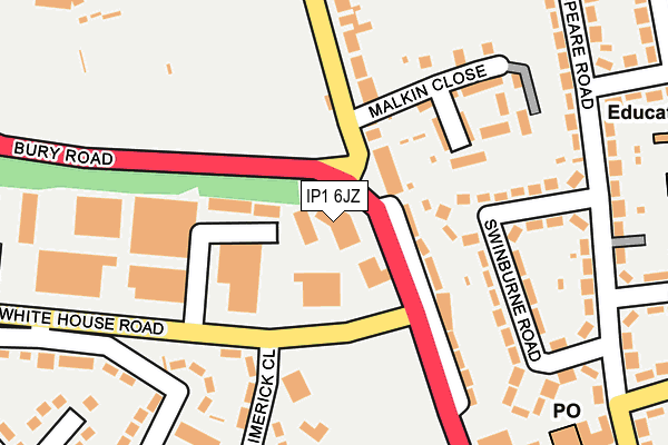 IP1 6JZ map - OS OpenMap – Local (Ordnance Survey)