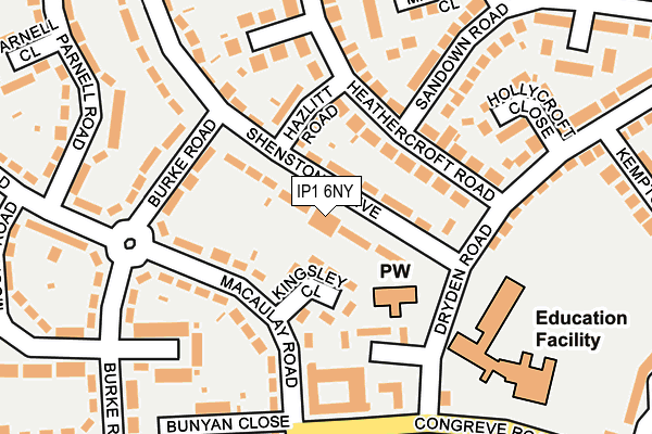 IP1 6NY map - OS OpenMap – Local (Ordnance Survey)