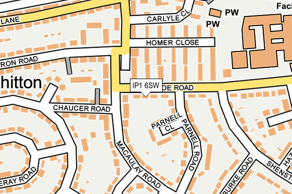 IP1 6SW map - OS OpenMap – Local (Ordnance Survey)