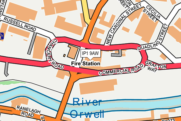 IP1 9AW map - OS OpenMap – Local (Ordnance Survey)