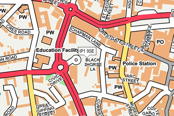 IP1 9SE map - OS OpenMap – Local (Ordnance Survey)