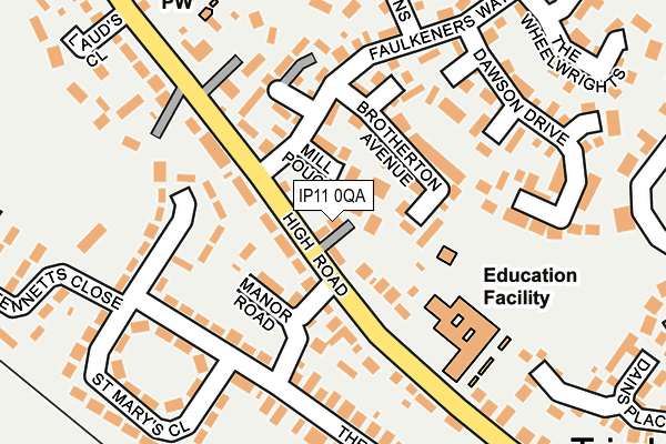 IP11 0QA map - OS OpenMap – Local (Ordnance Survey)