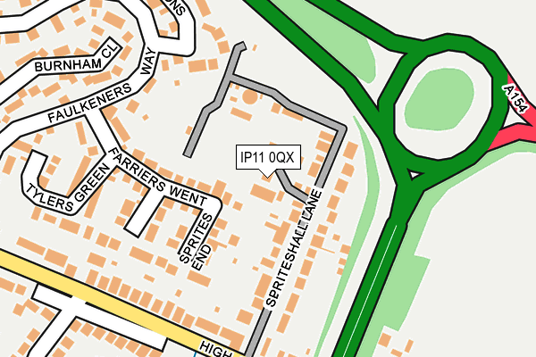 IP11 0QX map - OS OpenMap – Local (Ordnance Survey)
