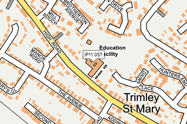 IP11 0ST map - OS OpenMap – Local (Ordnance Survey)