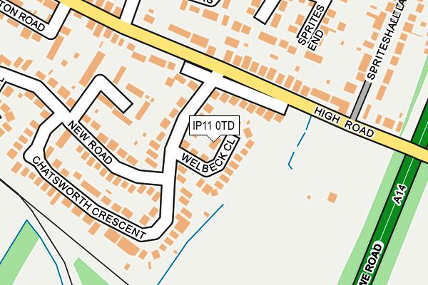 IP11 0TD map - OS OpenMap – Local (Ordnance Survey)