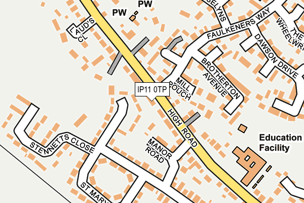 IP11 0TP map - OS OpenMap – Local (Ordnance Survey)