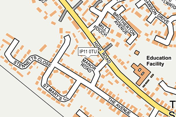 IP11 0TU map - OS OpenMap – Local (Ordnance Survey)