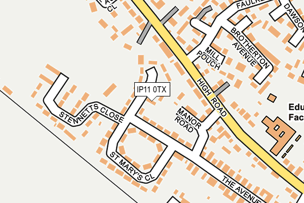 IP11 0TX map - OS OpenMap – Local (Ordnance Survey)